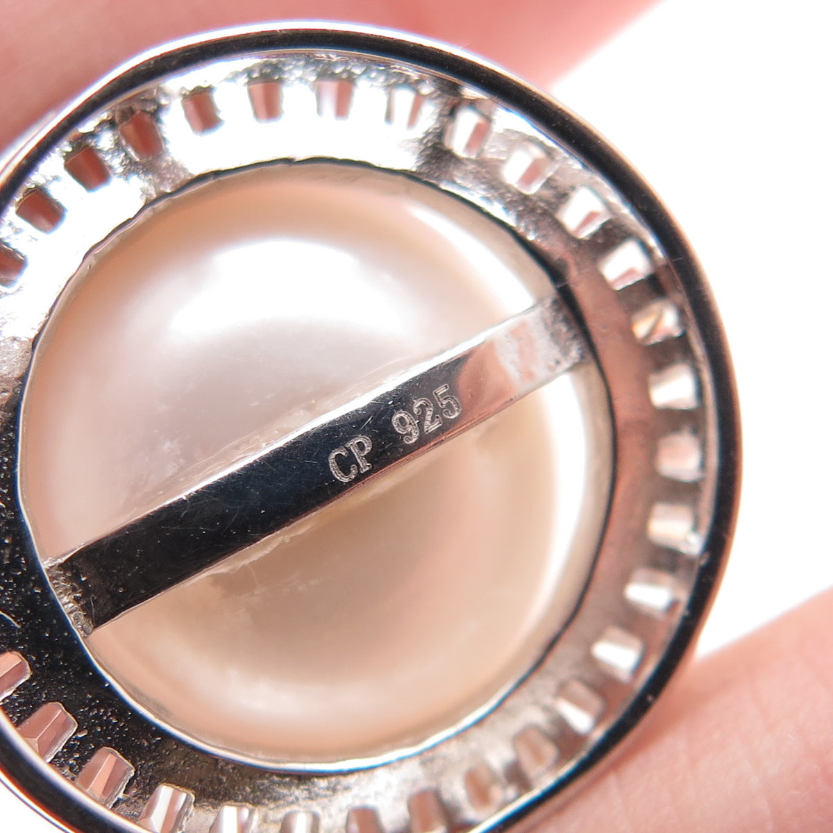 925 Sterling Silver Real Pearl & Tapered Baguette-Cut C Z Slide Mini Pendant