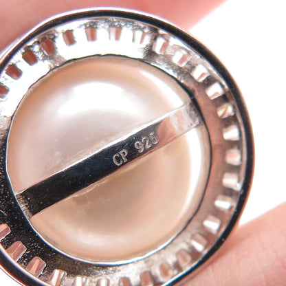 925 Sterling Silver Real Pearl & Tapered Baguette-Cut C Z Slide Mini Pendant