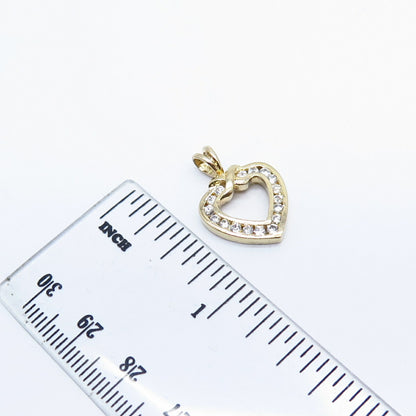 925 Sterling Silver Gold Plate C Z Open Heart Pendant