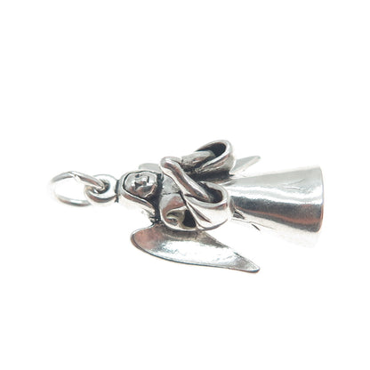 SUN WEST 925 Sterling Silver Vintage Praying Angel 3D Pendant
