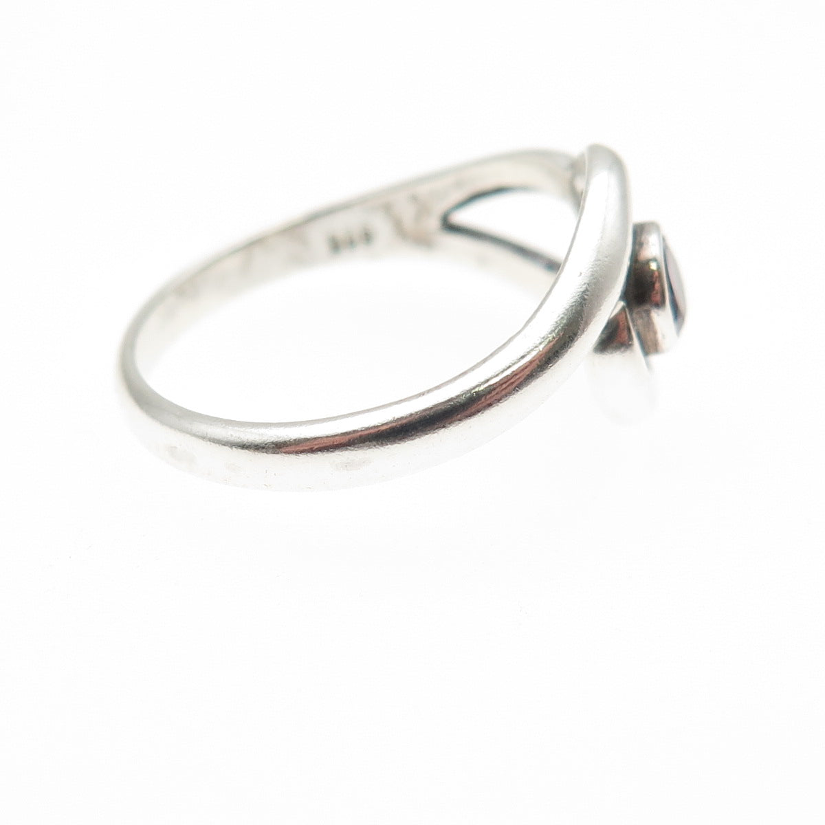 925 Sterling Silver Vintage Real Amethyst Modernist Swirl Ring Size 6.75