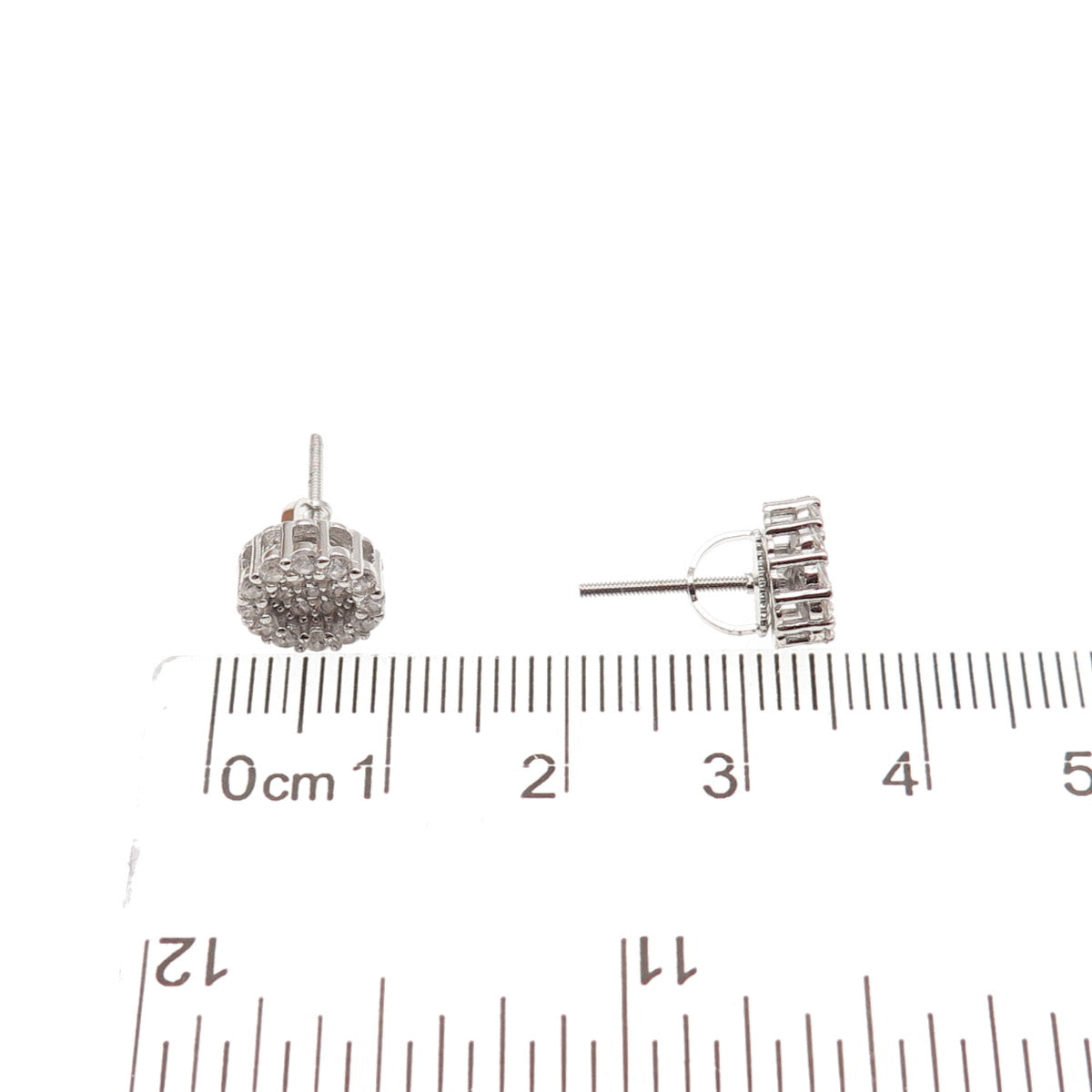925 Sterling Silver Round-Cut C Z Stud Earrings