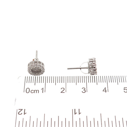 925 Sterling Silver Round-Cut C Z Stud Earrings