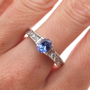 Chuck Clemency 925 Sterling Silver Real Tanzanite & White Topaz Ring Size 8.25