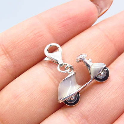 925 Sterling Silver Colorful Enamel Motorbike Pendant