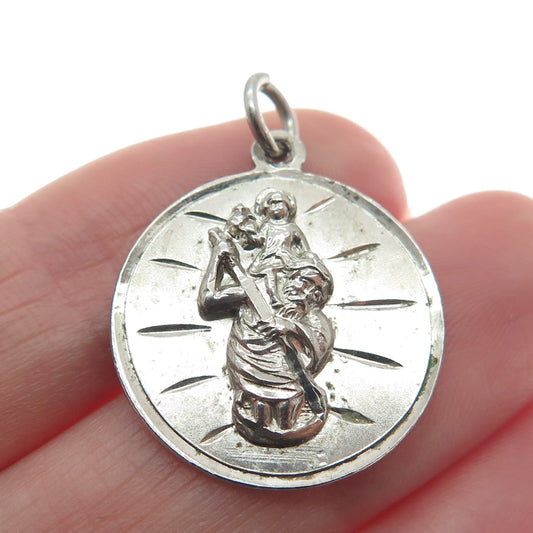 CHAPEL 925 Sterling Silver Vintage St. Christopher Religious Pendant