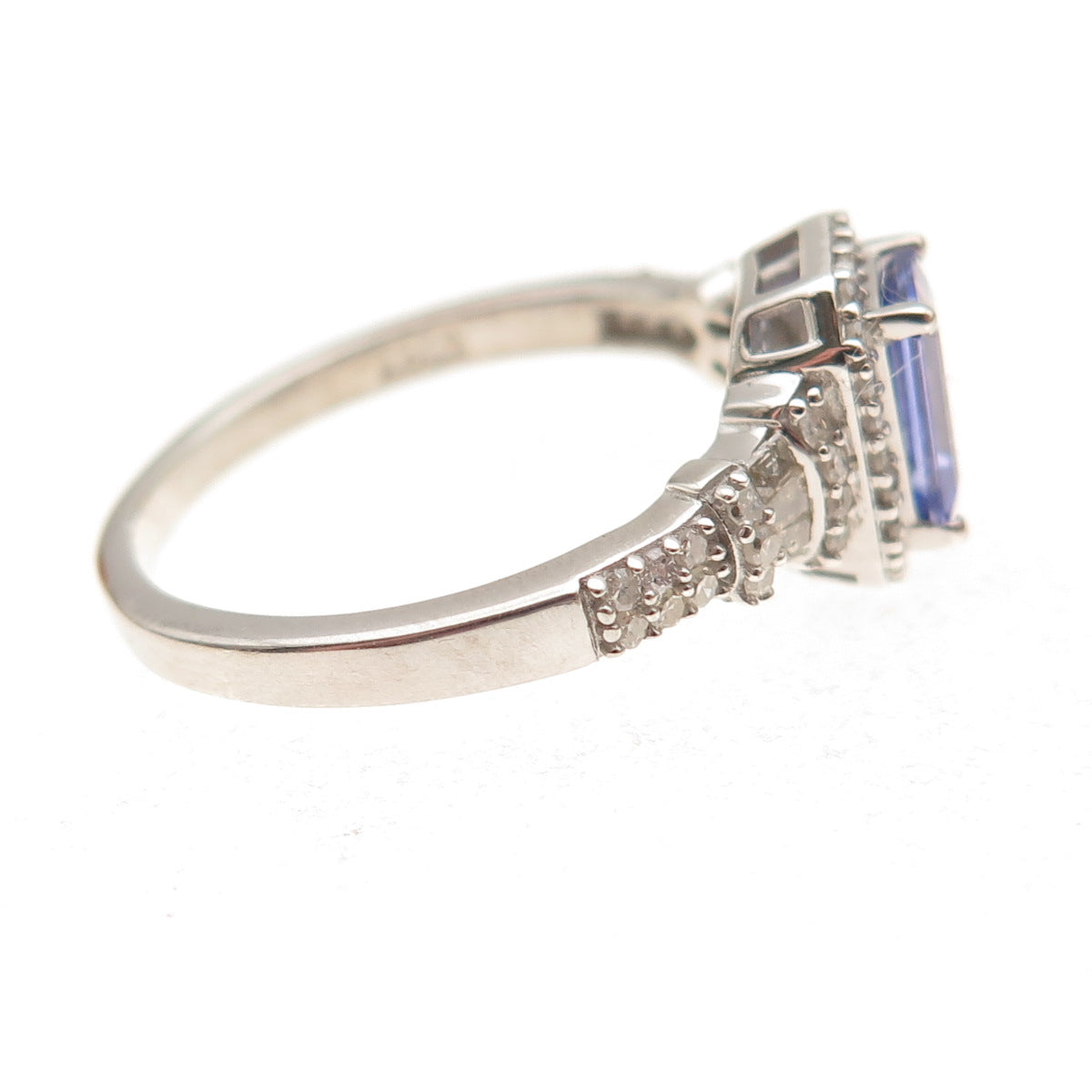 D'Joy 925 Sterling Silver Real Diamond & Tanzanite Ring Size 8