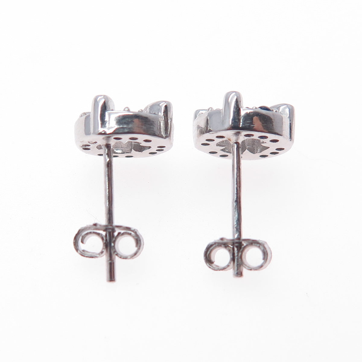 925 Sterling Silver Round-Cut Multi-Color C Z Stud Earrings