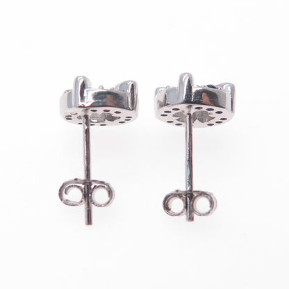 925 Sterling Silver Round-Cut Multi-Color C Z Stud Earrings