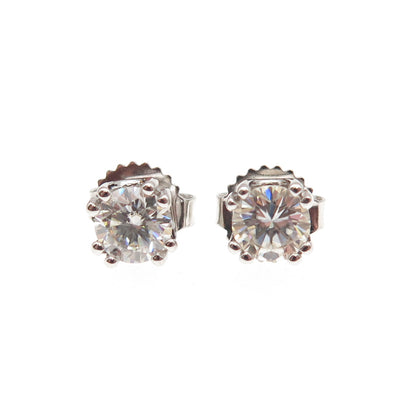 925 Sterling Silver Real Round-Cut Moissanite Stud Earrings
