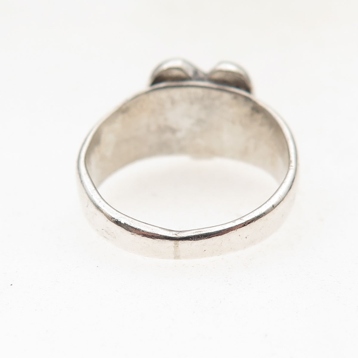 925 Sterling Silver Antique Art Deco Heart Oxidized Signet Ring Size 6.75