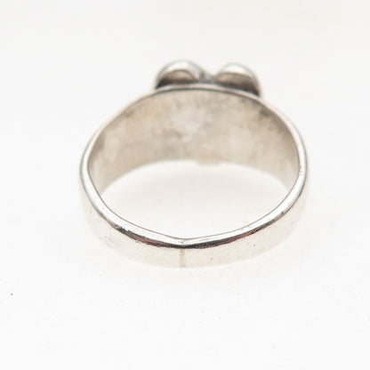925 Sterling Silver Antique Art Deco Heart Oxidized Signet Ring Size 6.75