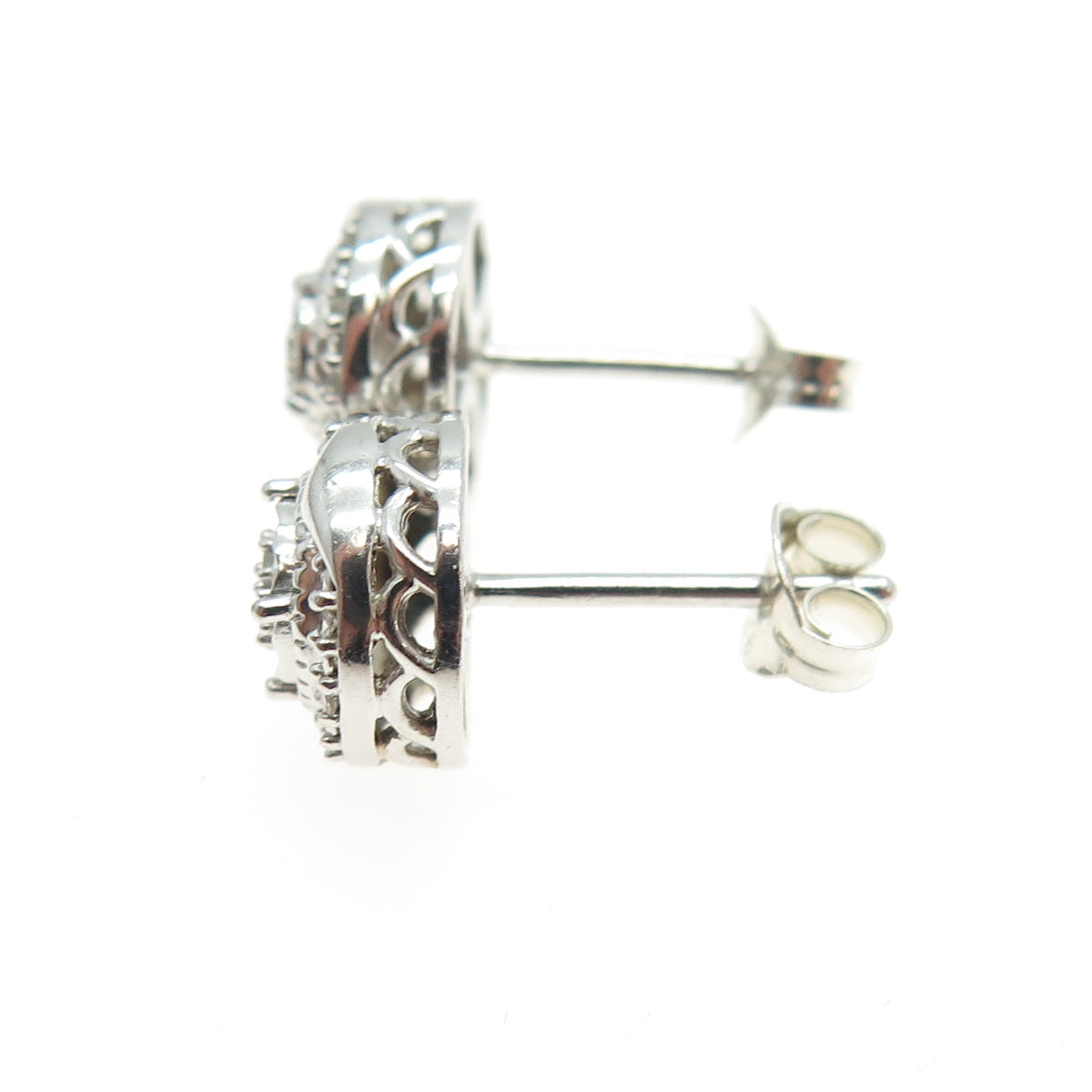 SK9 Allure Gems 925 Sterling Silver Real Round-Cut Diamond Stud Earrings