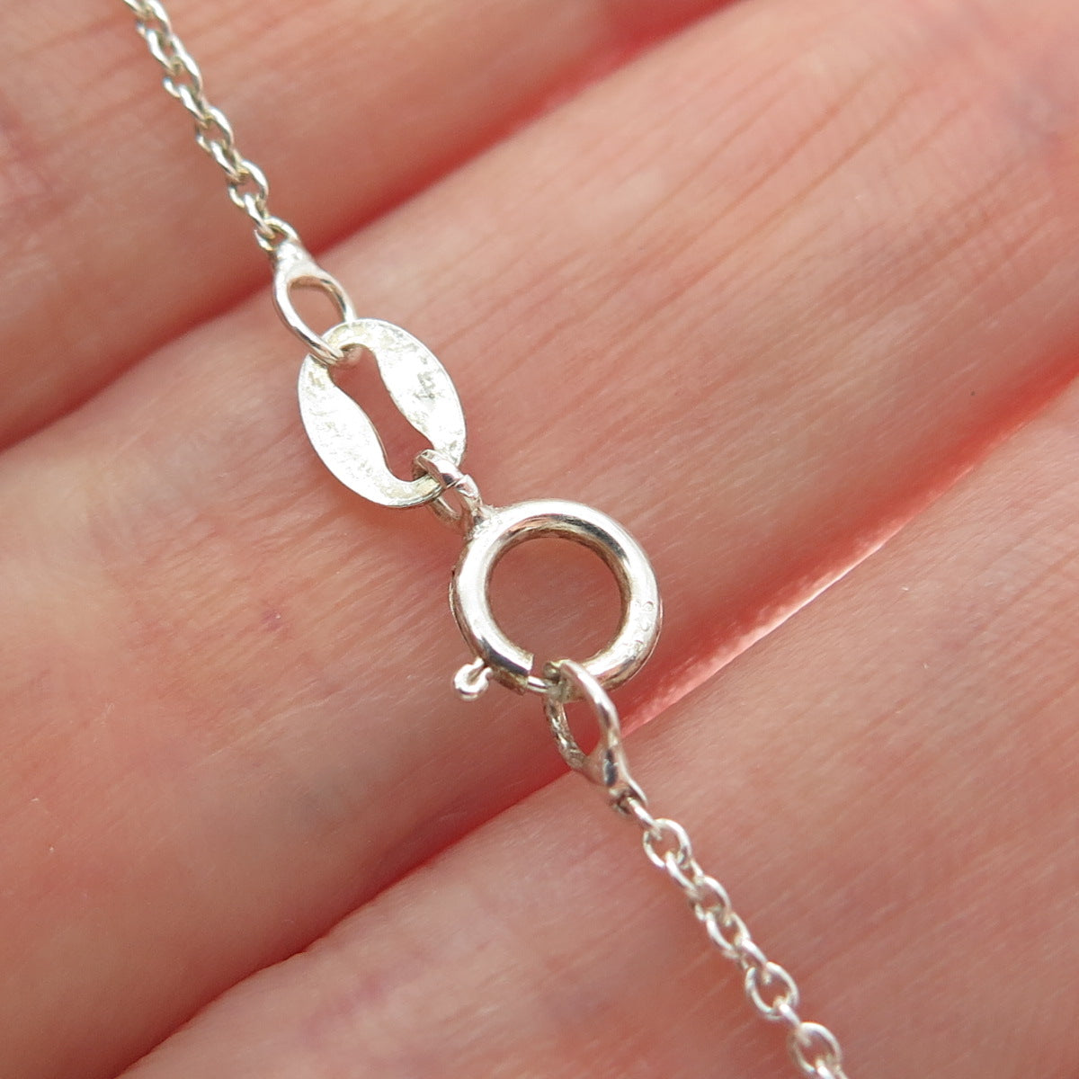 925 Sterling Silver Italy Greek Key Crescent Moon Cable Chain Necklace 18"