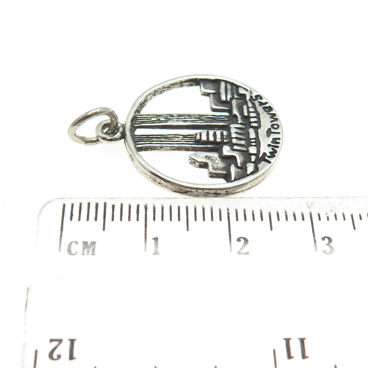 SUN WEST 925 Sterling Silver Vintage Twin Towers New York Trade Center Pendant