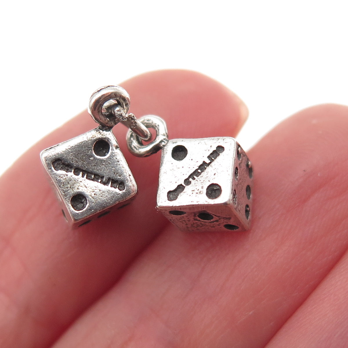 Maisels Indian 925 Sterling Silver Vintage Lucky Dice 3D Mini Charm Pendant