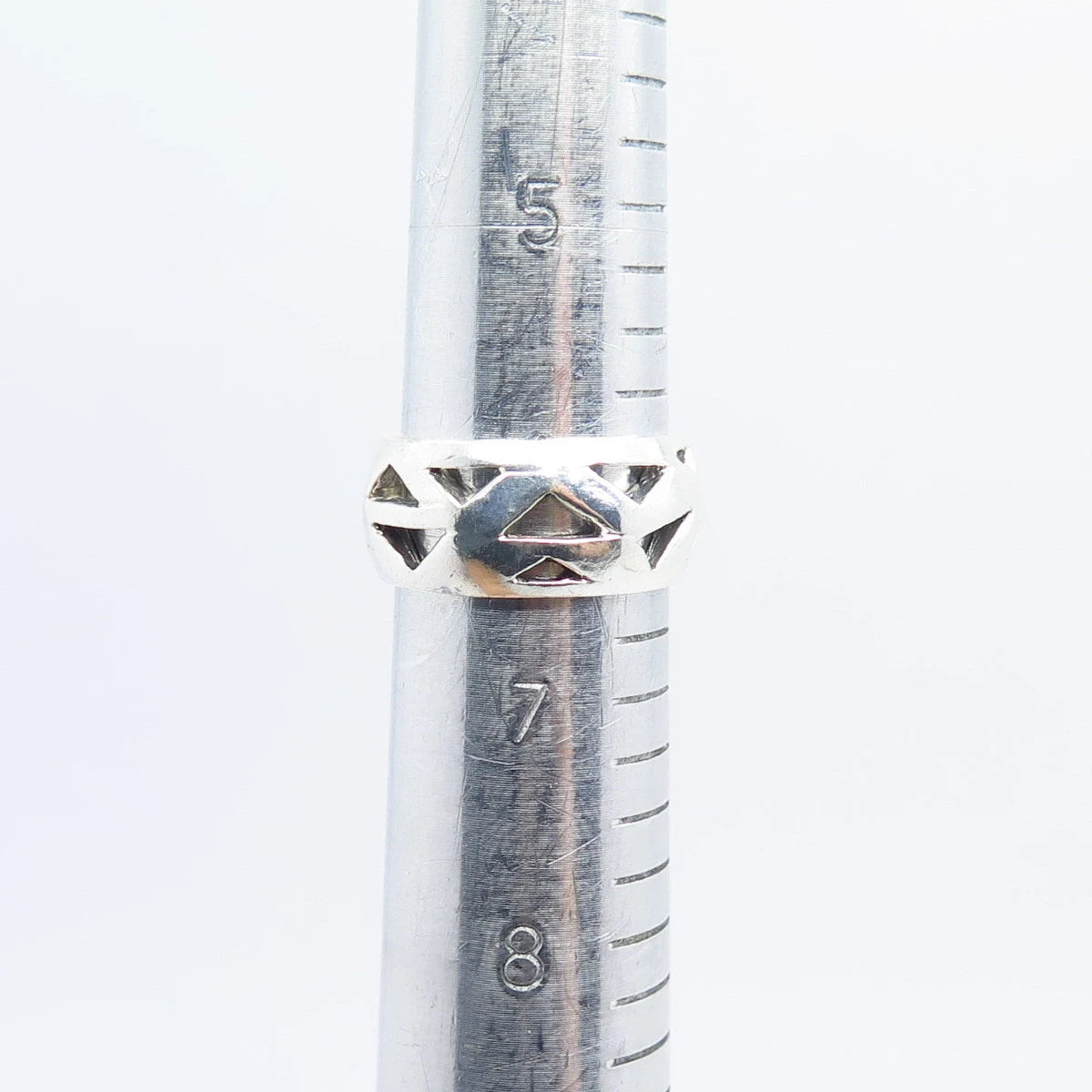925 Sterling Silver Vintage Geometric Band Ring Size 6.75