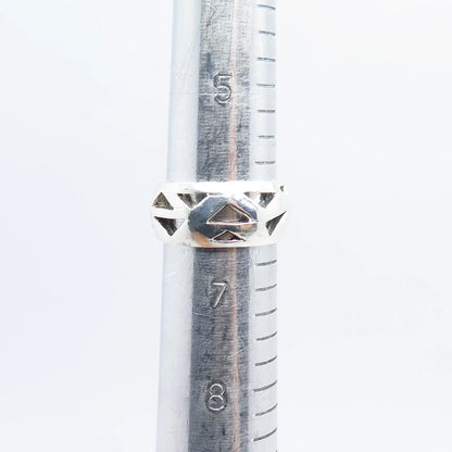 925 Sterling Silver Vintage Geometric Band Ring Size 6.75
