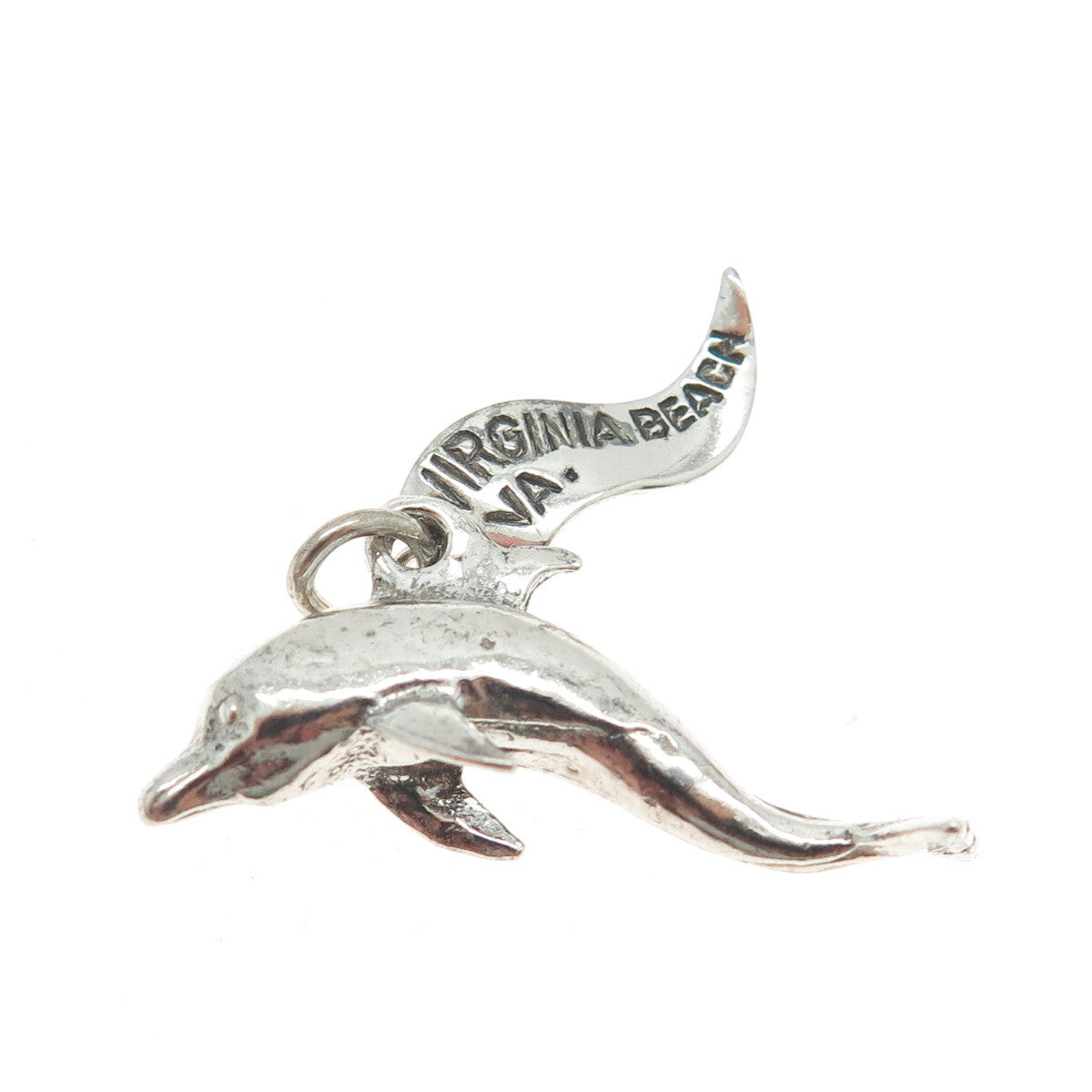 PACIFIC JEWELRY 925 Sterling Silver Vintage "Virginia Beach" Dolphin 3D Pendant