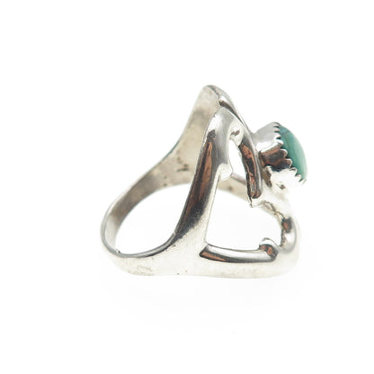Old Pawn 925 Sterling Silver Vintage Southwestern Turquoise Ring Size 10.25