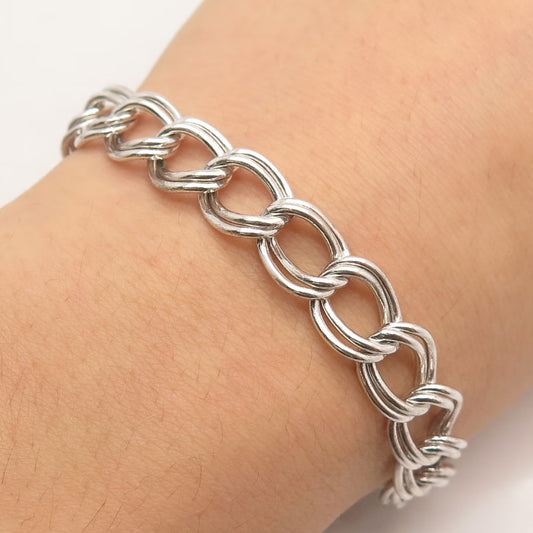 925 Sterling Silver Vintage Cable Link Bracelet 7.5"