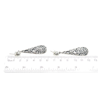 PLATELLA 950 Silver Vintage Swirl Teardrop Dangle Earrings