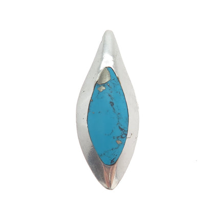 925 Sterling Silver Vintage Black Onyx Turquoise Gem Double Sided Slide Pendant