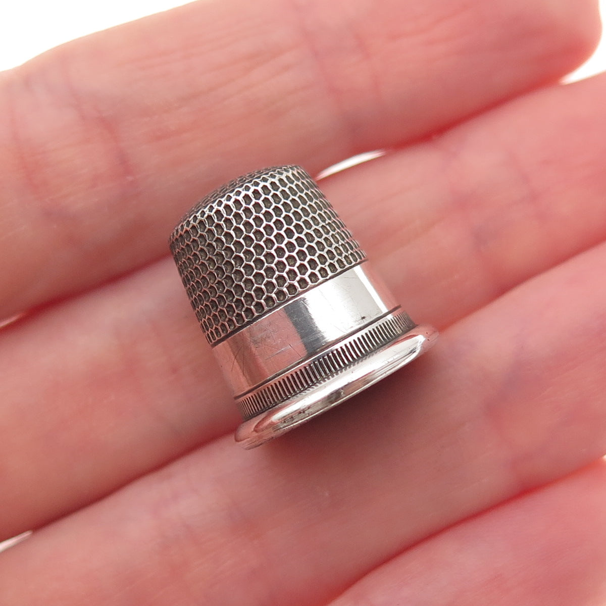 Waite Thresher 925 Sterling Silver Antique Art Deco Sewing Thimble Size 7