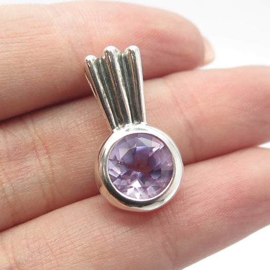 CHAPAL ZENRAY 925 Sterling Silver Vintage Real Amethyst Gemstone Pendant