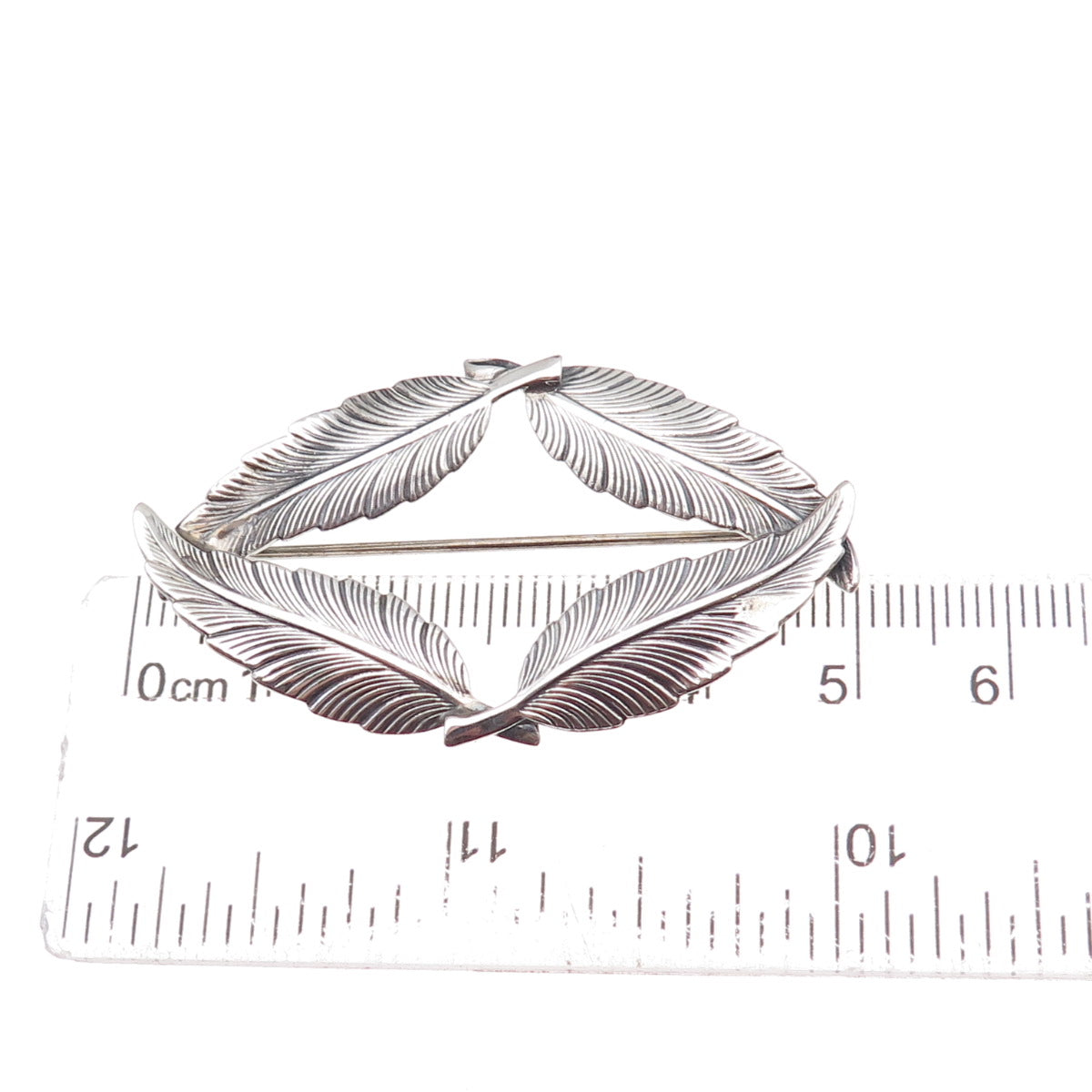 JewelArt 925 Sterling Silver Vintage Feather Oxidized Pin Brooch