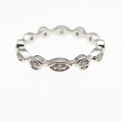 925 Sterling Silver Round-Cut C Z All Around Band Ring Size 5.75