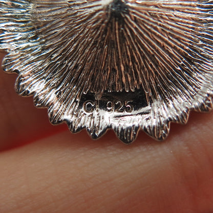 925 Sterling Silver Vintage Round-Cut C Z Daisy Flower Slide Pendant