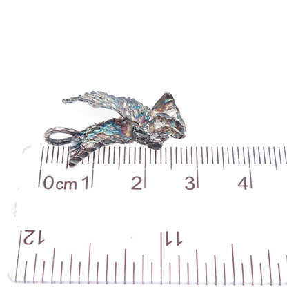 925 Sterling Silver Vintage Eagle Bird Oxidized Charm Pendant
