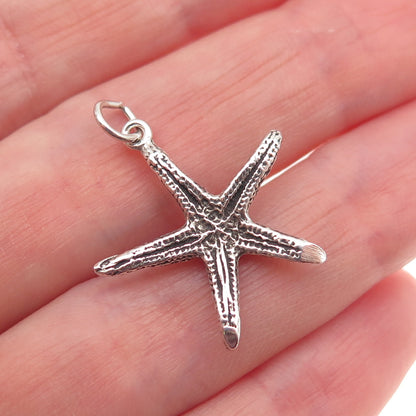 SUNWEST 925 Sterling Silver Vintage Starfish Oxidized Charm Pendant