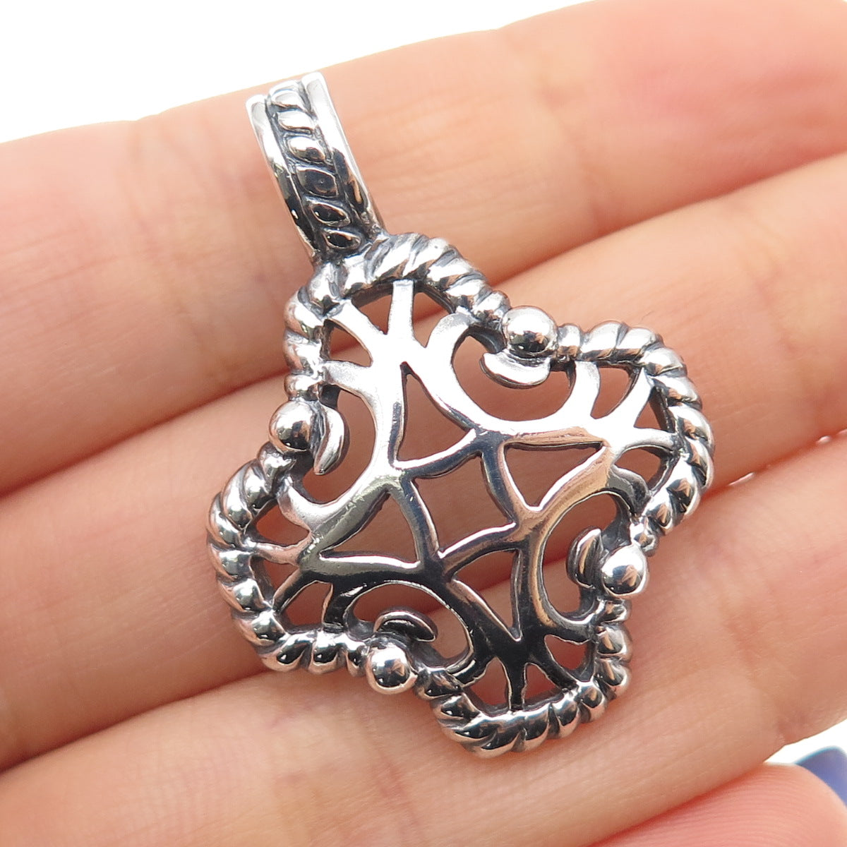 925 Sterling Silver Vintage Ornate Cross Oxidized Charm Pendant