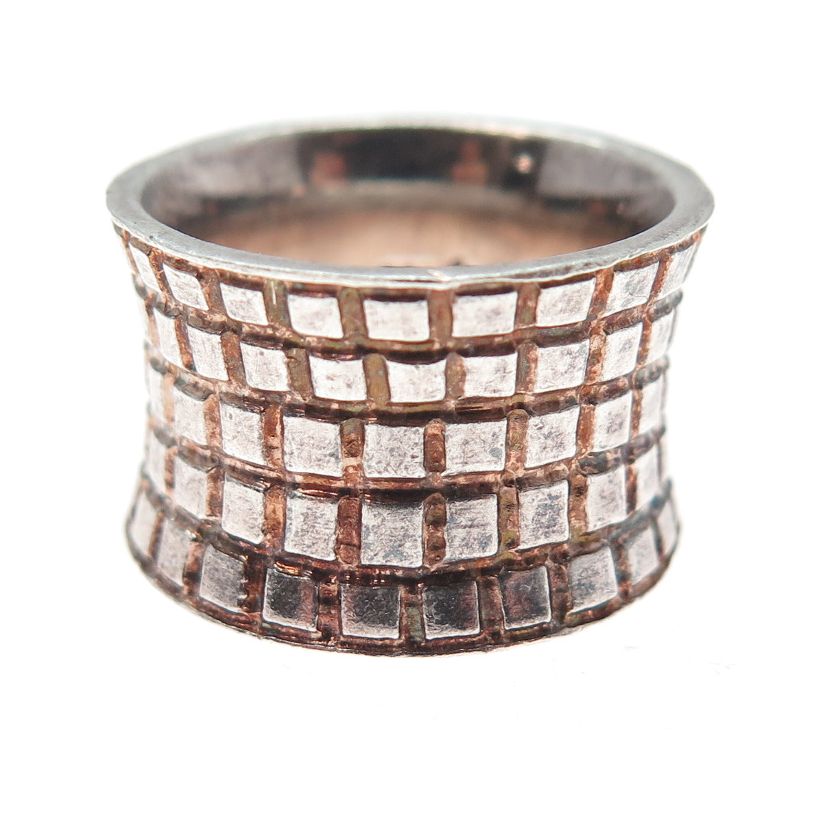 BOMA 925 Sterling Silver Vintage Geometric Oxidized Cigar Band Ring Size 7