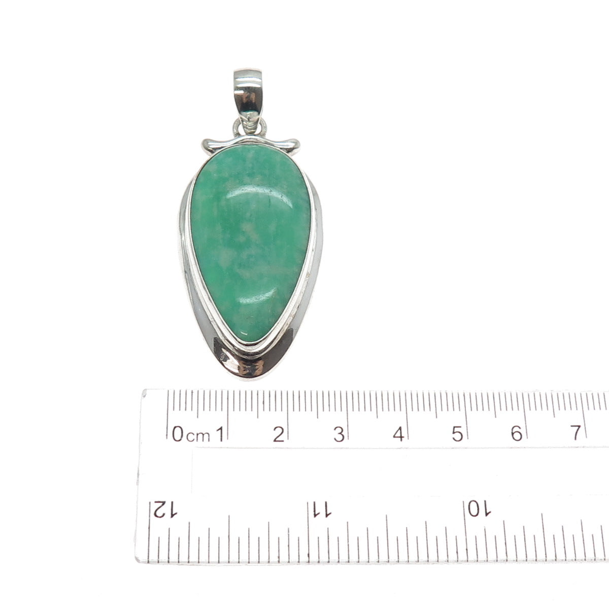 925 Sterling Silver Vintage Real Amazonite Modernist Pendant