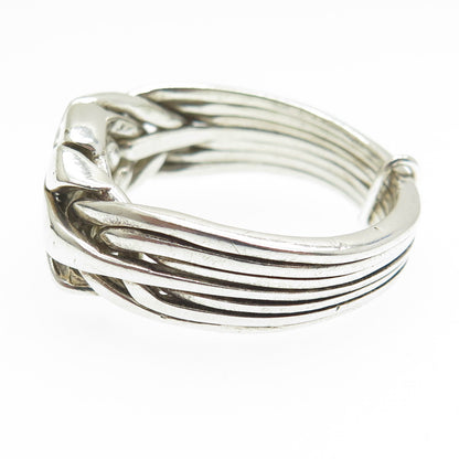 925 Sterling Silver Vintage Modernist Interlocked Ring Size 14.25