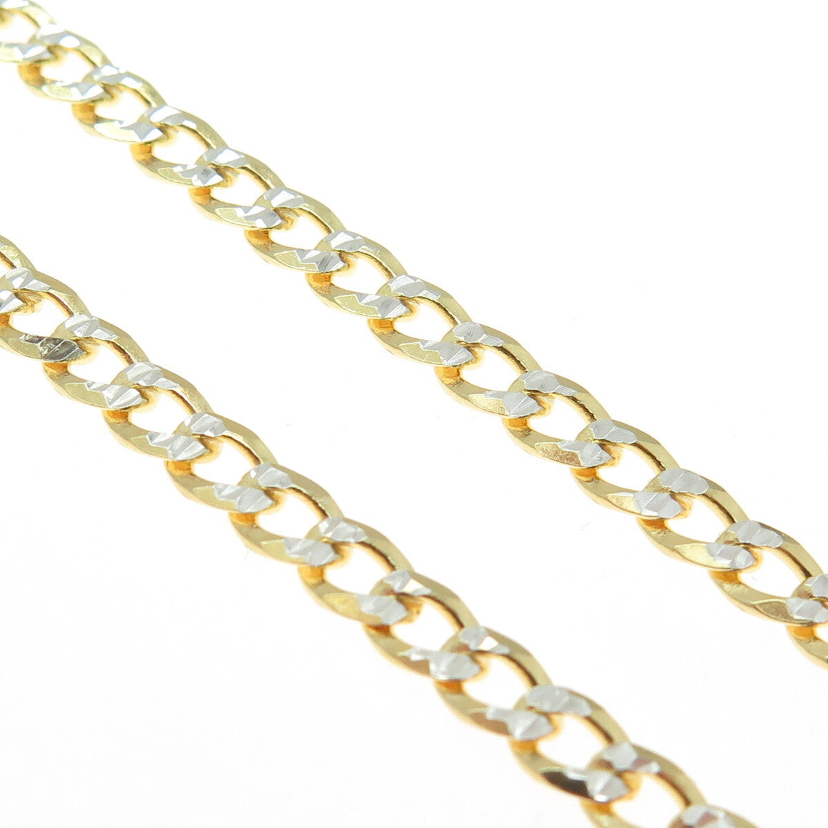 P. LUX 925 Sterling Silver Gold Plated Italy Diamond-Cut Curb Chain Necklace 22"
