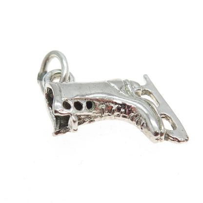 925 Sterling Silver Vintage Ice Skating Shoe 3D Charm Pendant