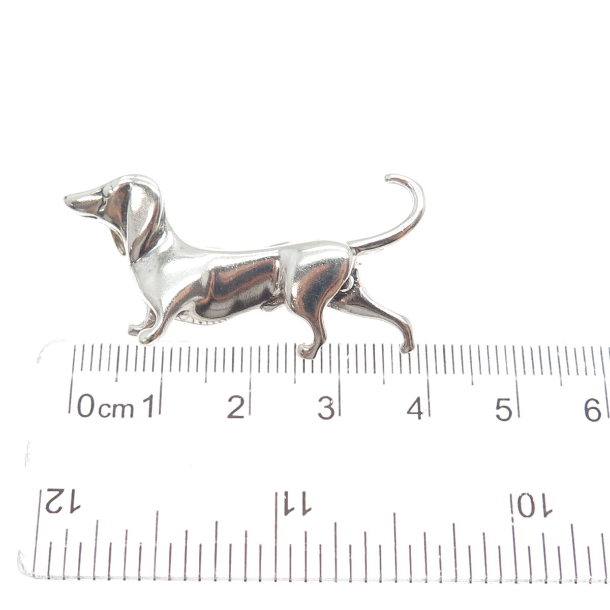 JEZLAINE 925 Sterling Silver Vintage Dachshund Dog Pin Brooch