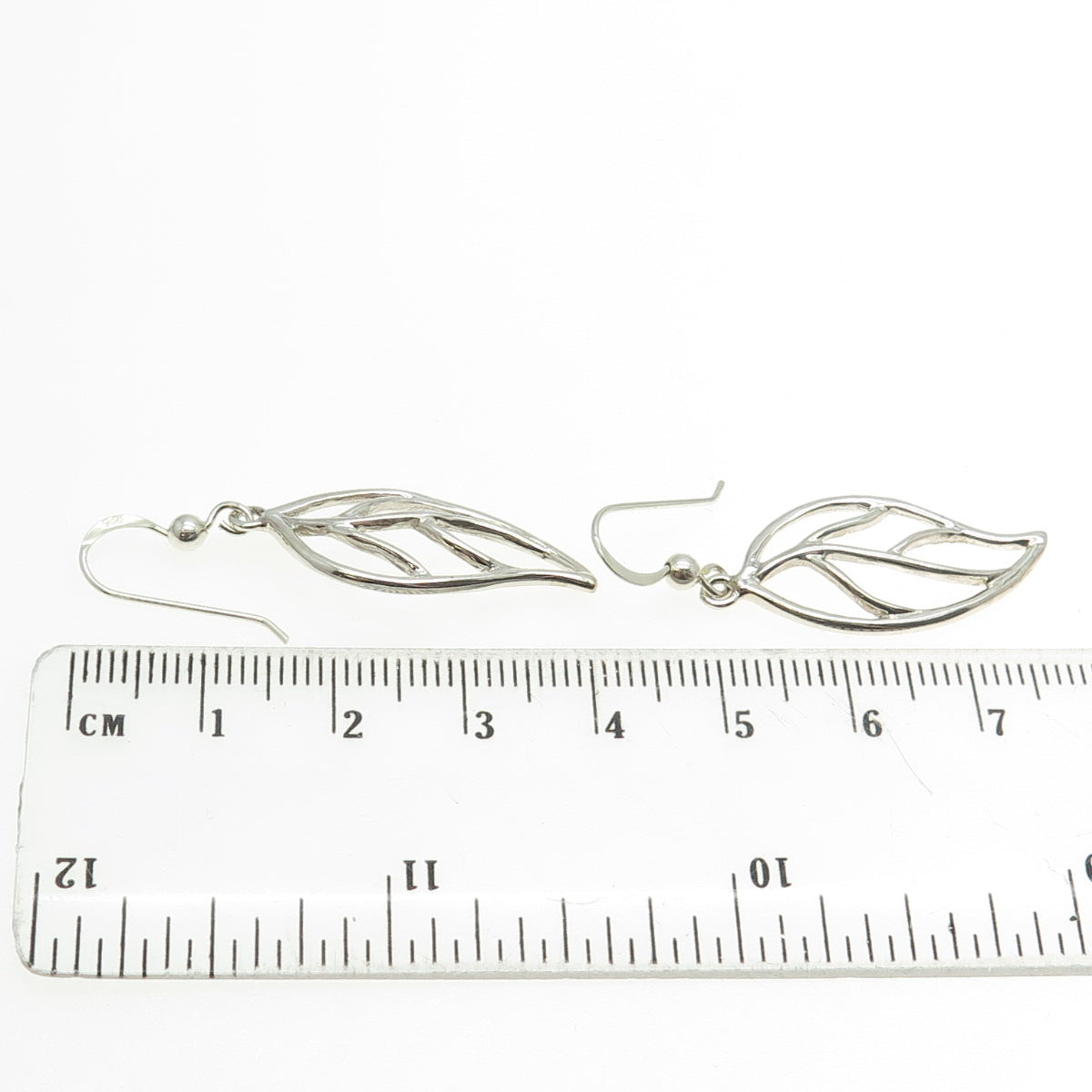 925 Sterling Silver Leaf Floral Dangling Earrings