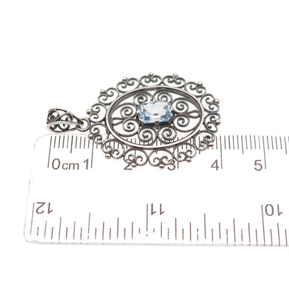 Nils Erik Elvik 830S Silver Vintage Norway Rhinestone Filigree Oxidized Pendant