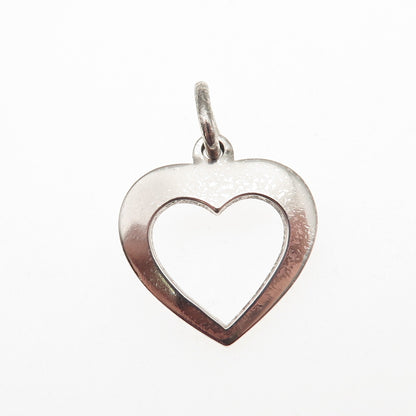 925 Sterling Silver Vintage Italy Open Heart Mini Charm Pendant