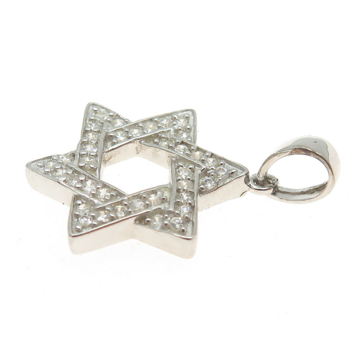 925 Sterling Silver Round-Cut Shaped C Z Star of David Judaica Pendant