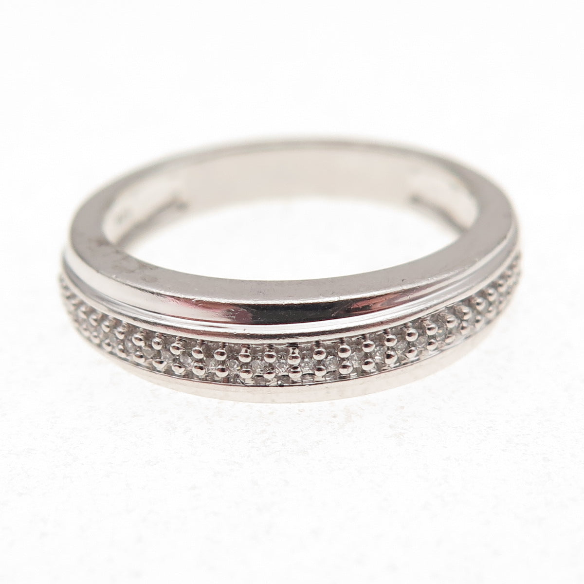 925 Sterling Silver Round-Cut C Z Half Eternity Ring Size 6.75