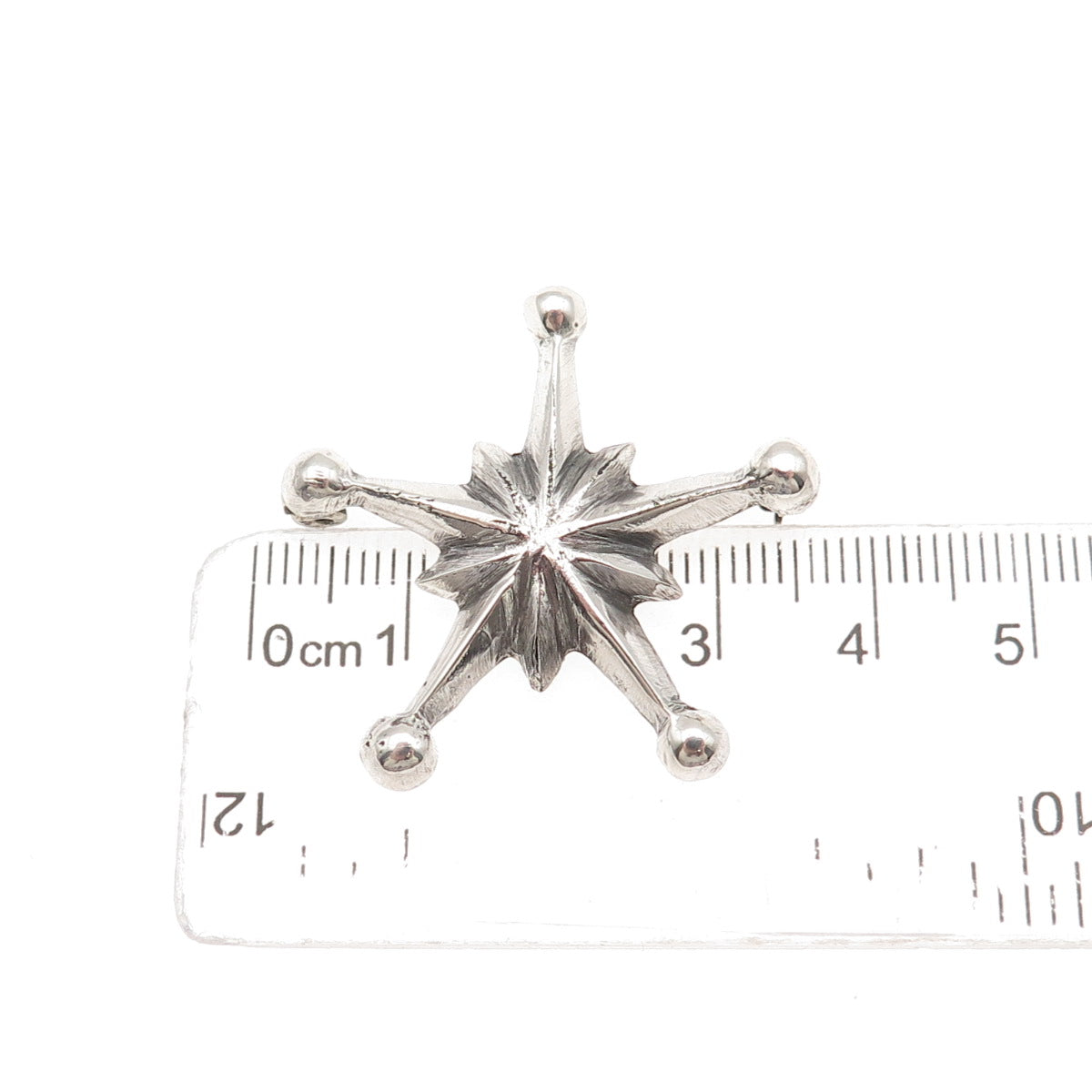 Old Pawn Sterling Silver Vintage Southwestern Star Oxidized Tribal Pin Brooch