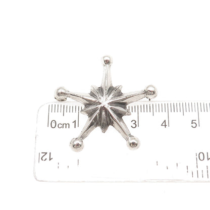 Old Pawn Sterling Silver Vintage Southwestern Star Oxidized Tribal Pin Brooch