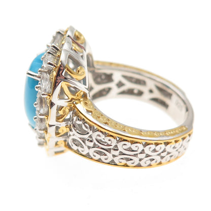 Michael Valitutti Gems En Vogue Sterling Turquoise & Topaz Heart Ring Size 8.25