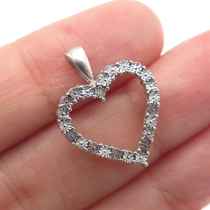 925 Sterling Silver Real Diamond Accent Heart Minimalist Charm Pendant